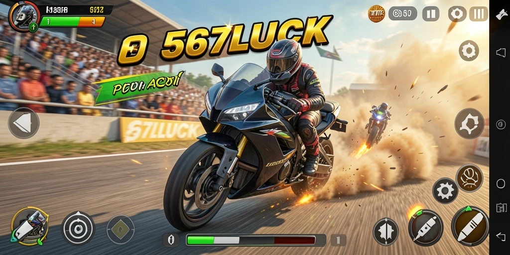 Gameplay seru di 567LUCK dengan balapan motor yang mendebarkan.