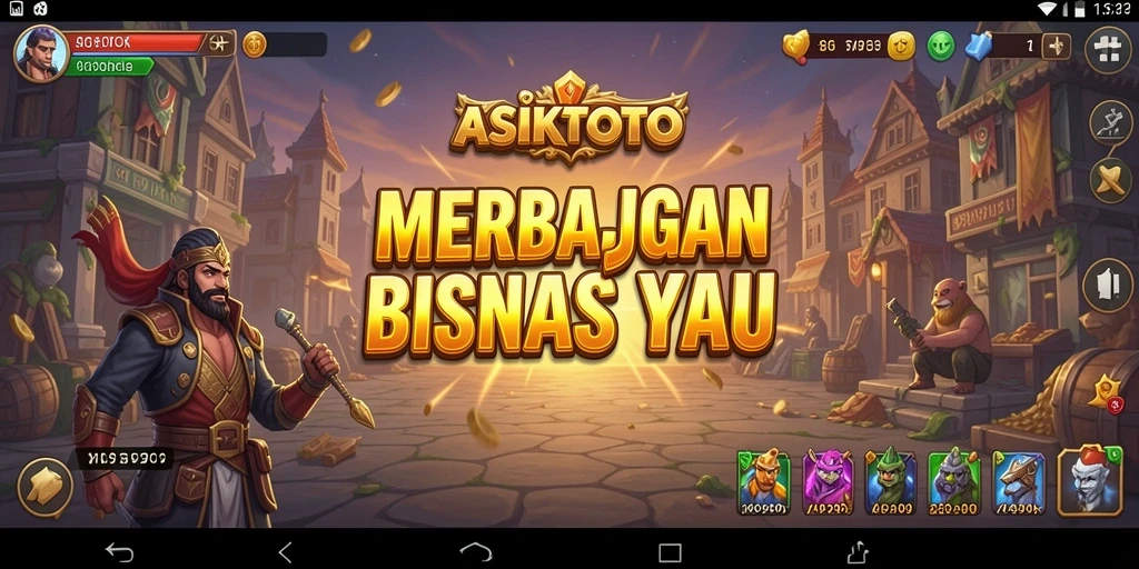 Screenshot utama ASIKTOTO menampilkan gameplay pengelolaan bisnis yang seru.
