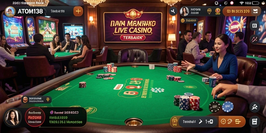 Tampilan gameplay ATOM138 yang mendebarkan dengan dealer langsung.