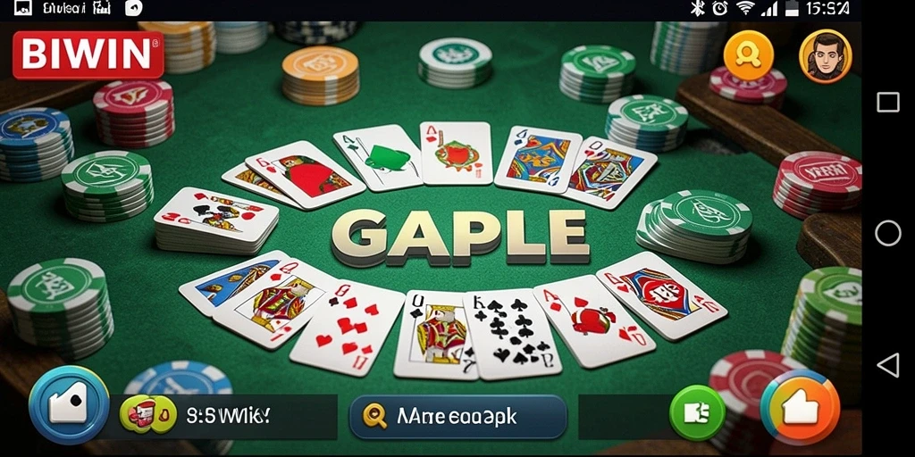 Tampilan gameplay Gaple yang seru dan menarik di BIWIN.