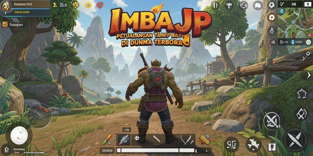 Tampilan gameplay <strong>IMBAJP</strong> dalam eksplorasi dunia terbuka yang luas.