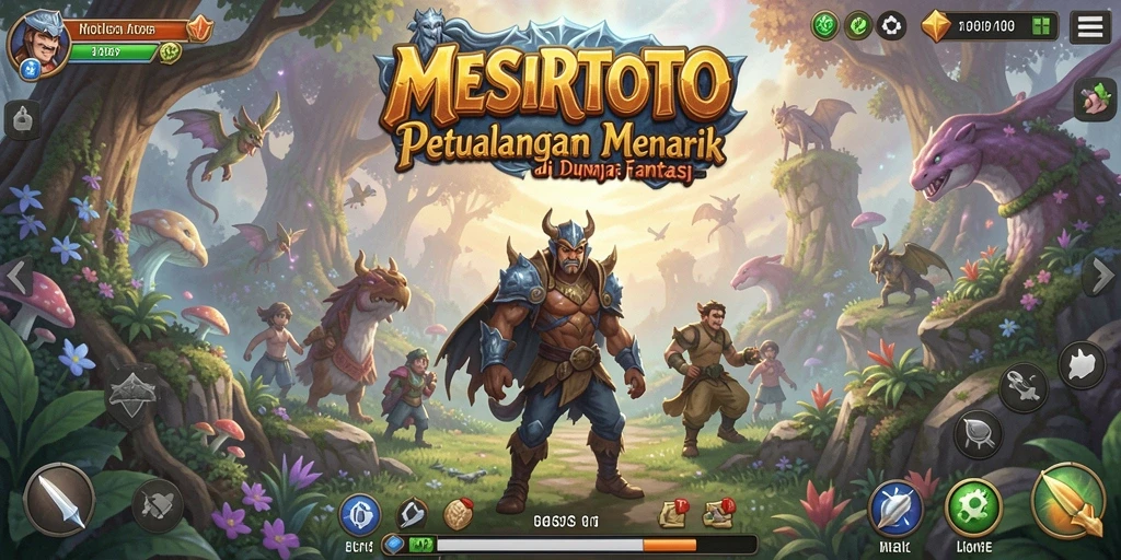 Screenshot gameplay MESIRTOTO menampilkan dunia petualangan yang penuh warna dan tantangan.