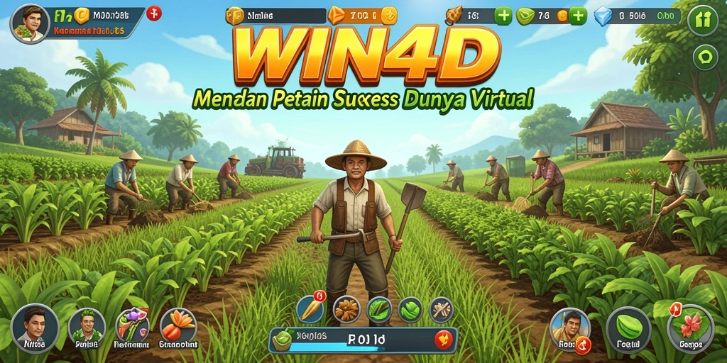 Screenshot gameplay WIN4D dengan aktivitas bertani yang seru.