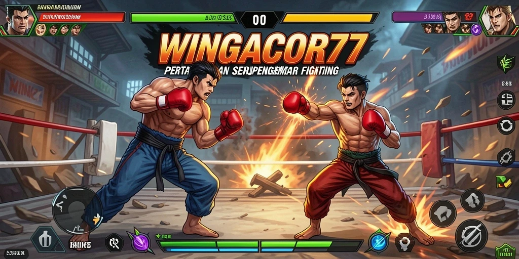 Tangkapan layar gameplay WINGACOR77 menampilkan aksi pertarungan yang seru.